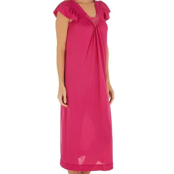 Shadowline Long Cap Sleeve Nightgown RASPBERRY - 32510 - Picture 1 of 1